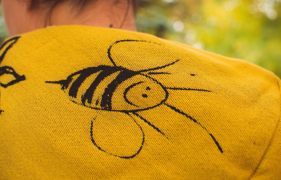 NURSING DRESS - BLACK WITH BEES GO BUZZIN